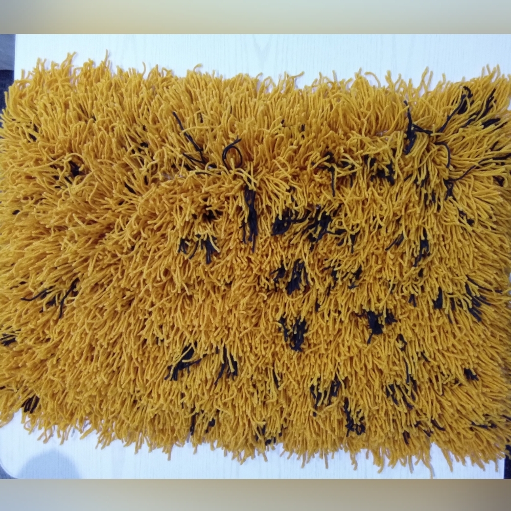 Gold Shag Rug With Black Accents